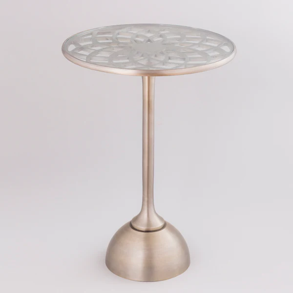 PEWTER FLORA SIDE TABLE