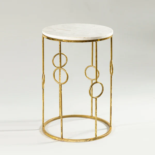 WHITE-GOLDEN DRUM TABLE
